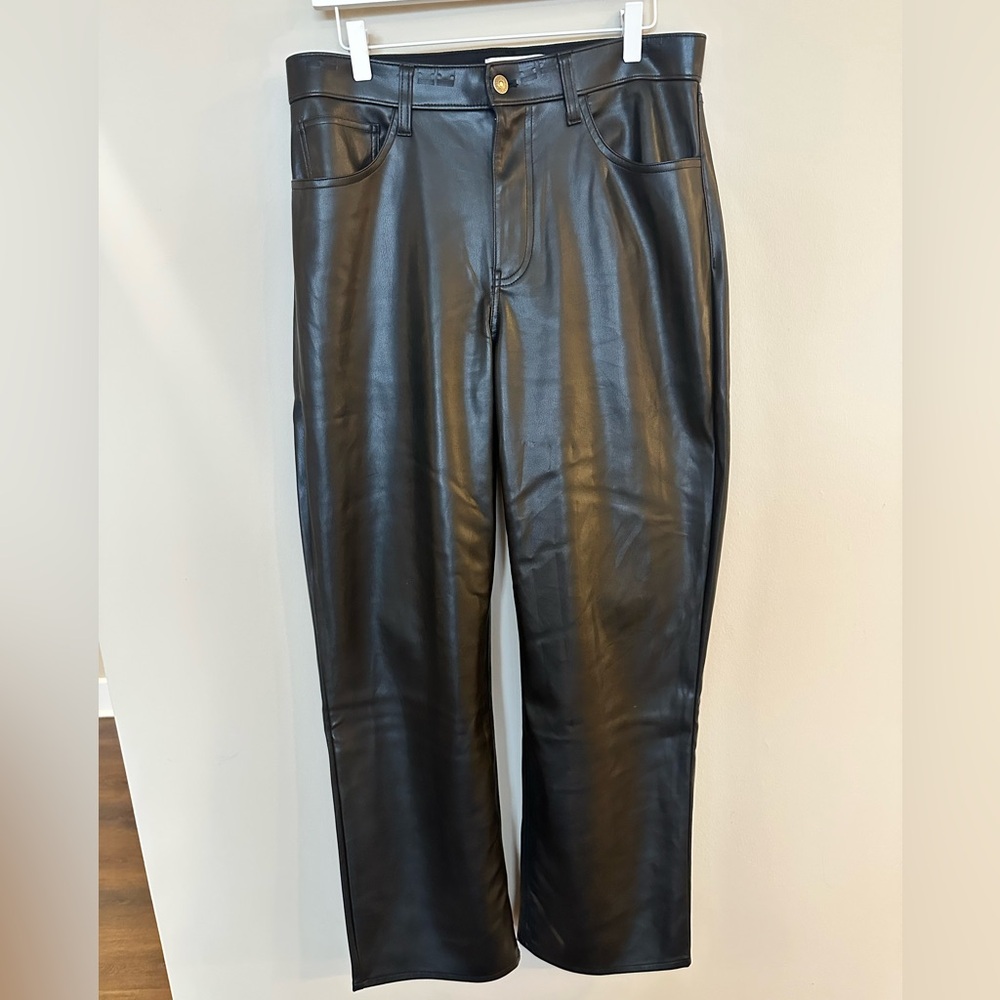 Abercrombie & Fitch Black Faux Leather Straight Jeans (Love Curve)